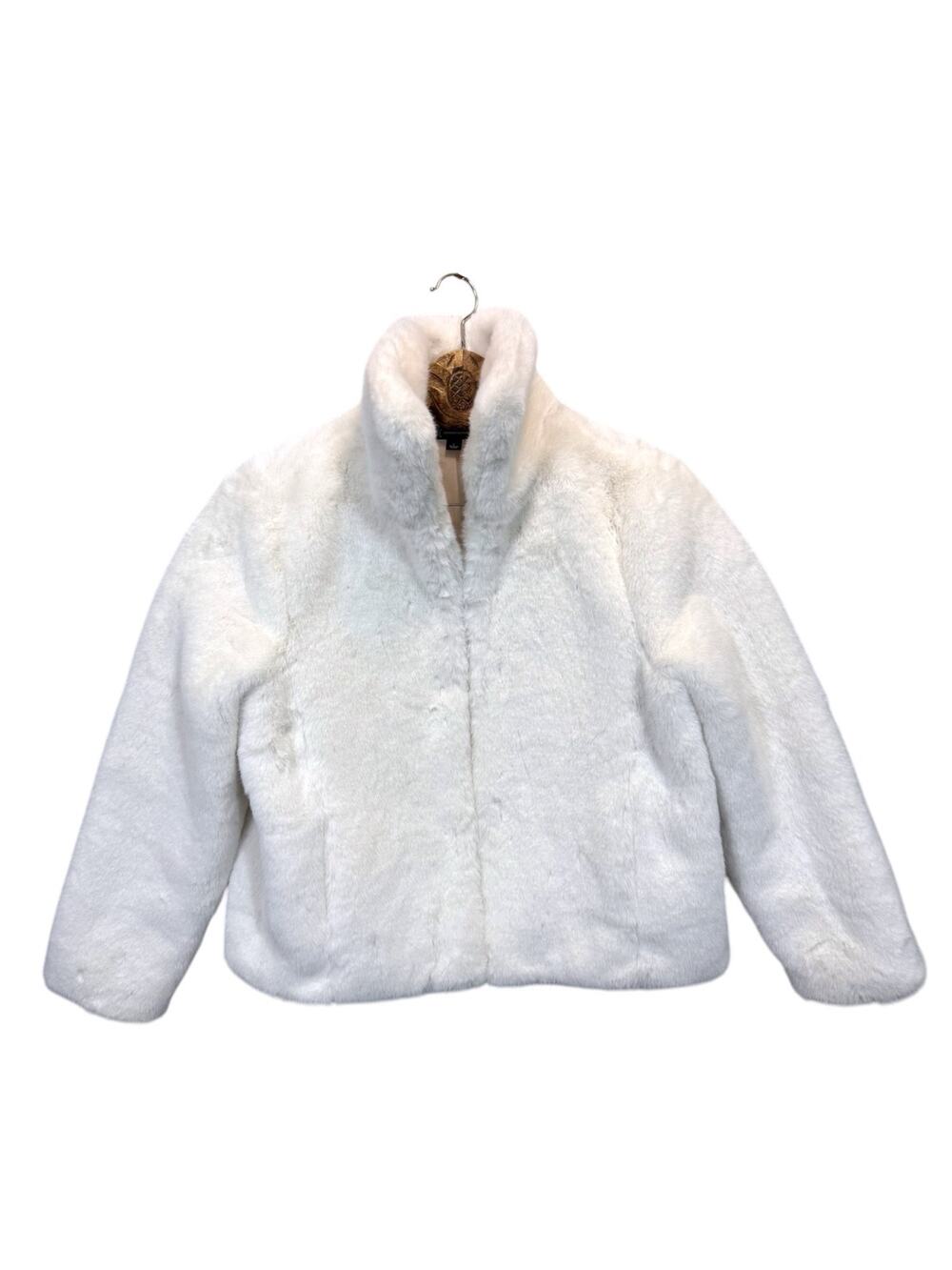INC Faux Fur Jacket White Soft Plush Size Large